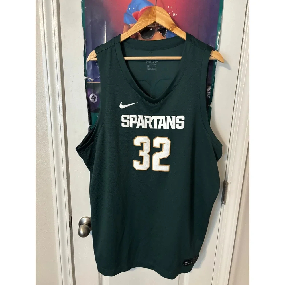 Nike Michigan State Spartans Jersey Mens XXL Green Basketball Dri-FIT Elite 32